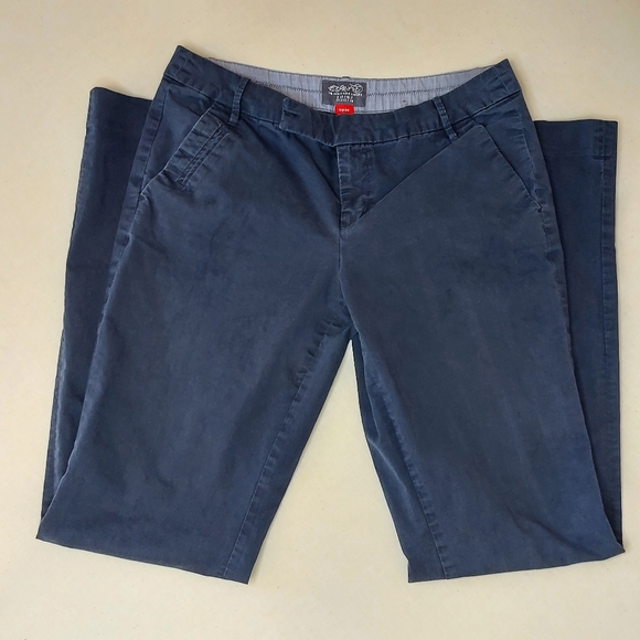 Retro Esprit Navy Blue Low Waist Boot Cut Chinos - Picture 2 of 10